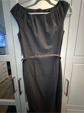 Jacob Black Boatneck Sheath Dress with Slim Belt